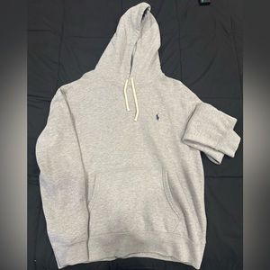 Men’s Light Grey Polo Hoodie w/ Navy Blue Polo logo